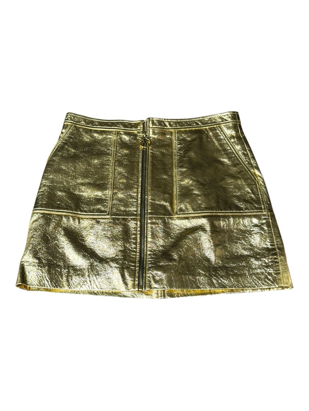 Pinko Women’s 6 Gold Gerardina laminated leather mini skirt Party Designer